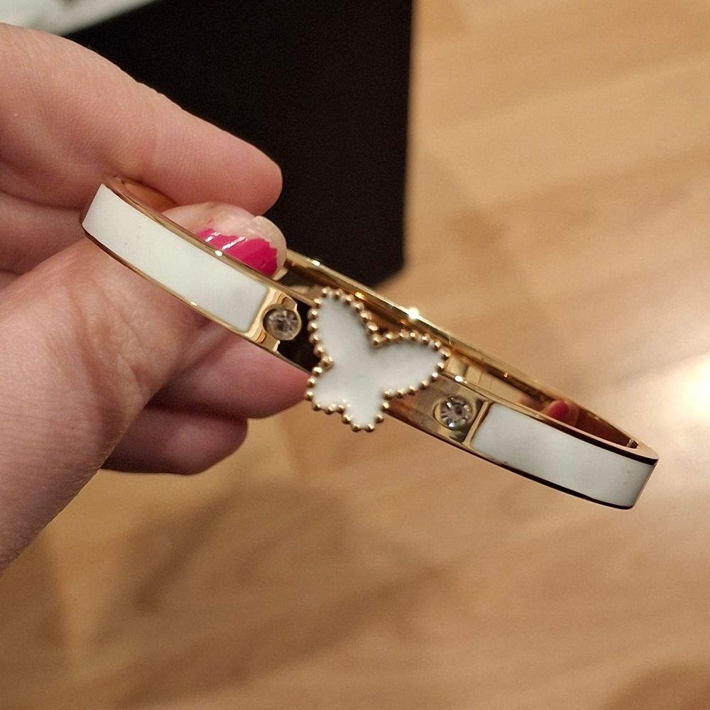 18K Gold Plated Butterfly White Oil Drip Bracelet
